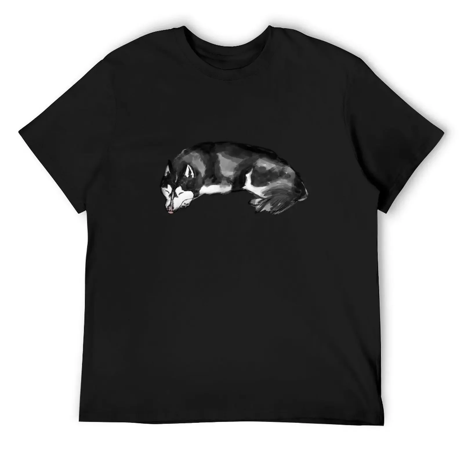 Sleeping husky T-Shirt plain shirts graphic quick drying men t shirt