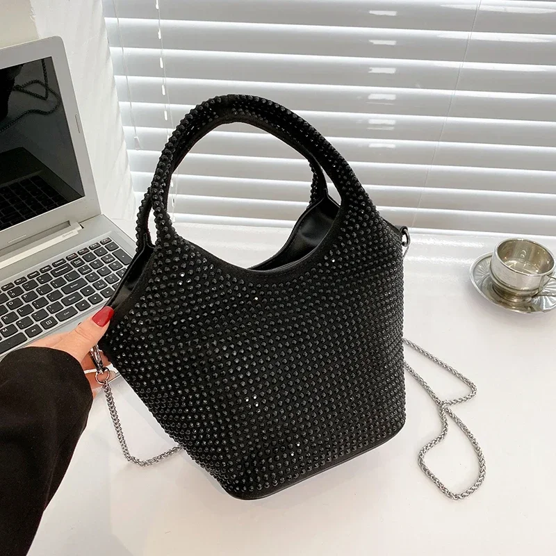 Sequined Zipper CHAINS Solid Top-Handle Bags Pu Women\'s Bags on Sale 2024 New Sewing Thread High Capacity Handbags Bags 여자 가방