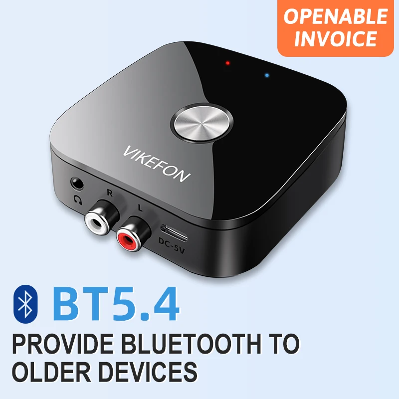 VIKEFON-receptor de Audio NFC, Bluetooth 5,4, 3,5mm, AUX, R/L, RCA, adaptador inalámbrico de música sin pérdidas, USB, u-disk, Control remoto de