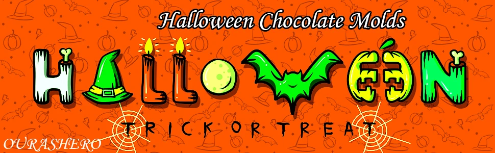 1-2 Stück 18-fach Halloween-Silikonform – Antihaftbeschichtete orange Schokoladen- und Bonbonform mit Kürbis, Spinne, Fledermaus, Totenkopf, Grabstein, zum Backen – Detail 1
