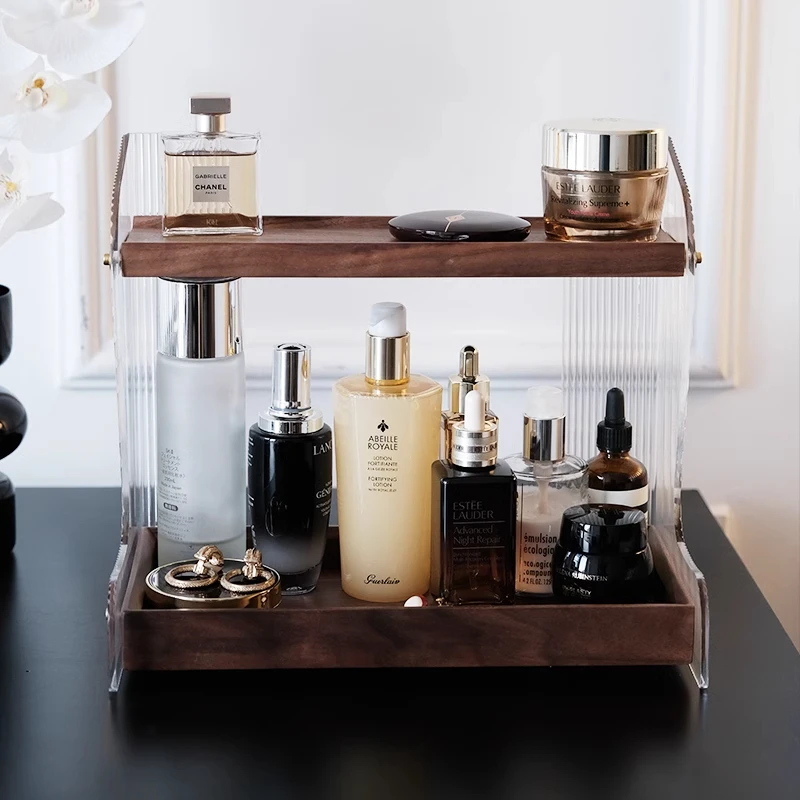 خزانة ملابس ألمانية فاخرة خفيفة، منتجات العناية بالبشرة، رف تخزين مستحضرات التجميل، رف سطح المكتب، مغسلة، صندوق تخزين أكريليك.