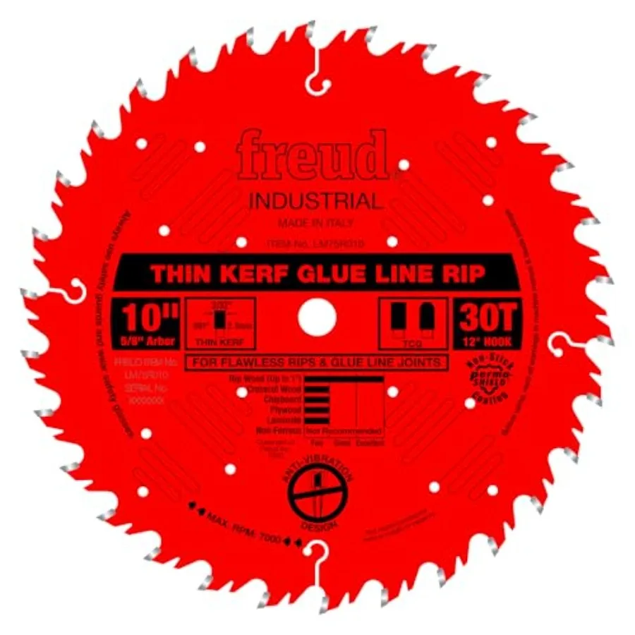 

LM75R010: 10" Industrial Thin Kerf Glue Line Ripping Blade Carbide