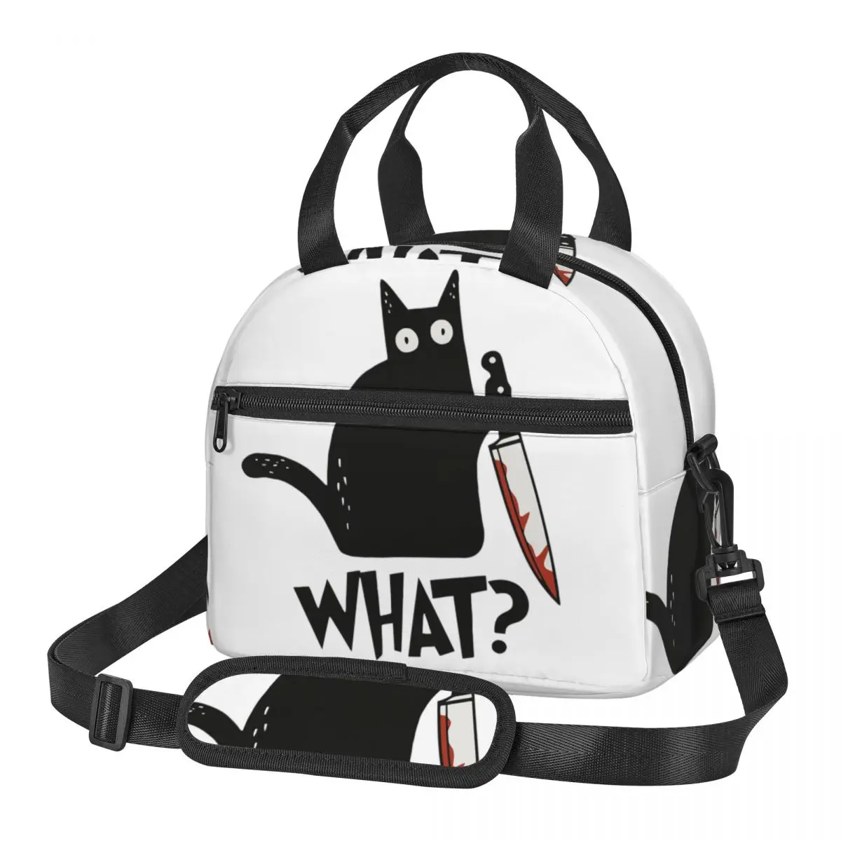 Cat What Murderous Black Cat With Knife Lunch Bags Insulated Bento Box Lunch Tote Picnic Bags Thermal Bag for Woman Student