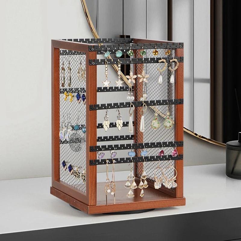 Jewelry Holder Organizer Earring Stand 360 Rotating Necklace Holder Earrings Storage Rack Jewelry Tower Bracelet Holder DurableB