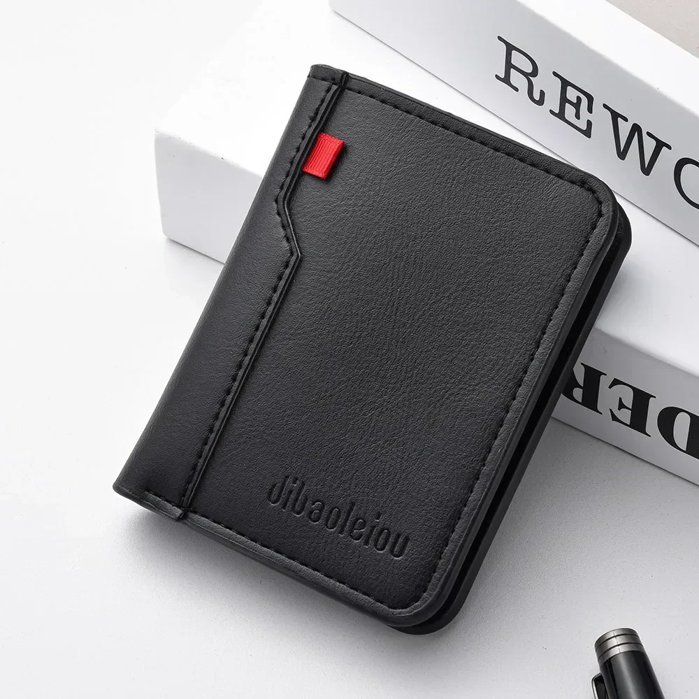1Pc New Ultra-thin Mini Soft PU Leather Credit Card Wallet Holder Short Vertical High Quality Men's Small Short Wallets Purse