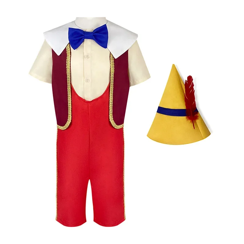 Disfraz de Cosplay de Pinocho para niños, pantalones superiores, ropa para Halloween, Carnaval, novedad de 2024