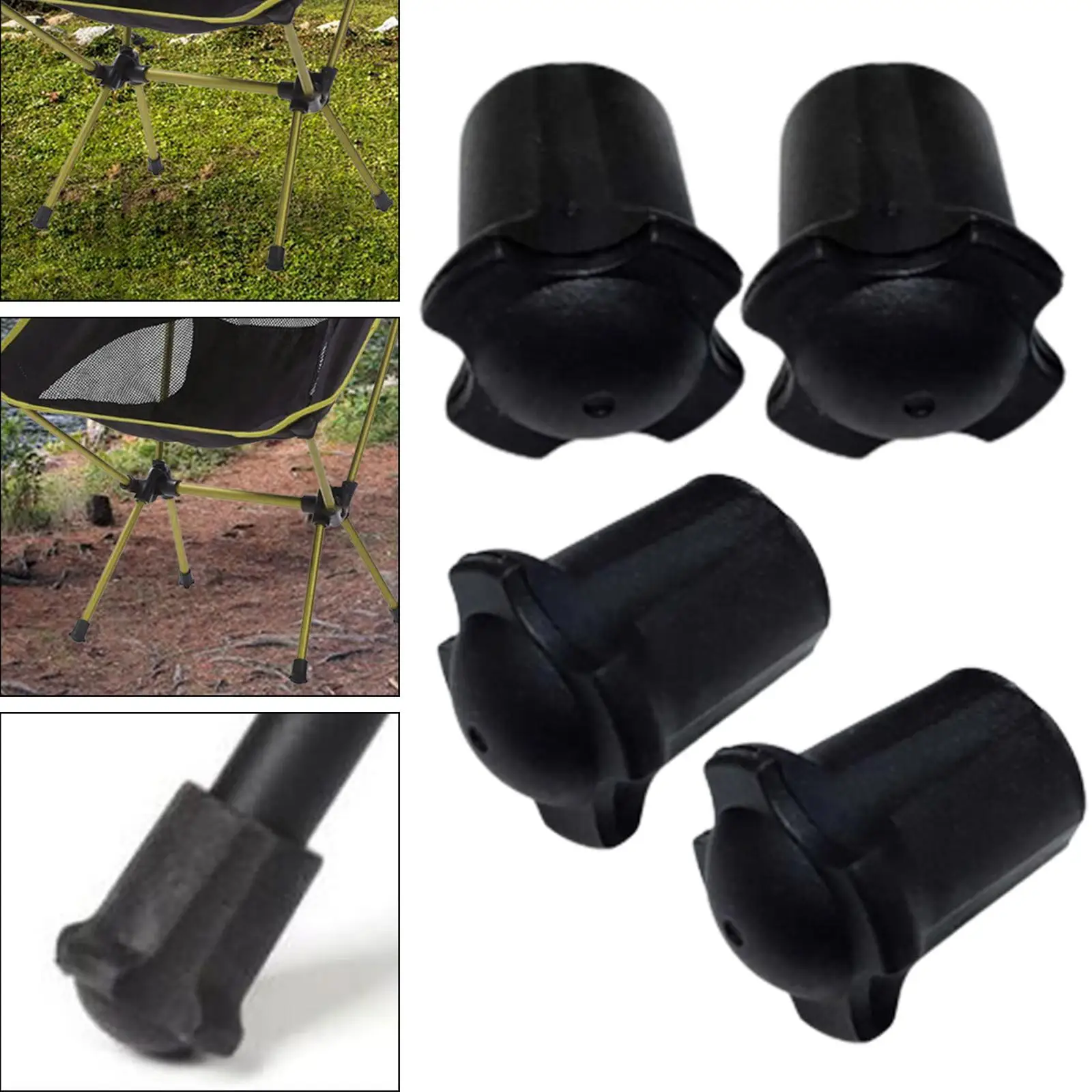 

4x Chair Pads Anti Slip Rubber Waterproof Dampen Noise Protect Surfaces Chair Foot Covers for Fishing Beach Garden Patio Outdoor