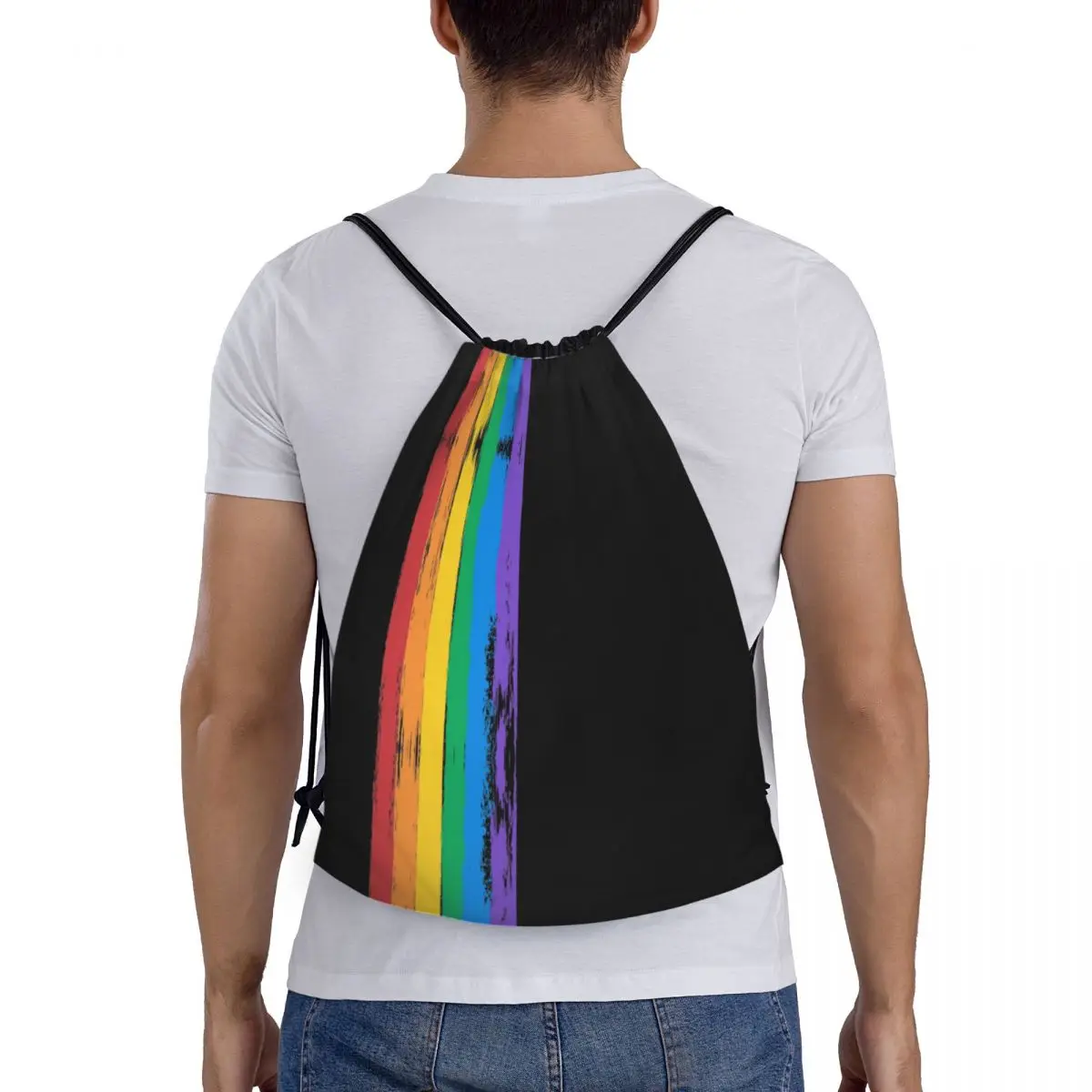 Custom Flag LGBT Drawstring Bag for Training Yoga Backpacks Men Women Gay Pride Lesbian Sports Gym Sackpack