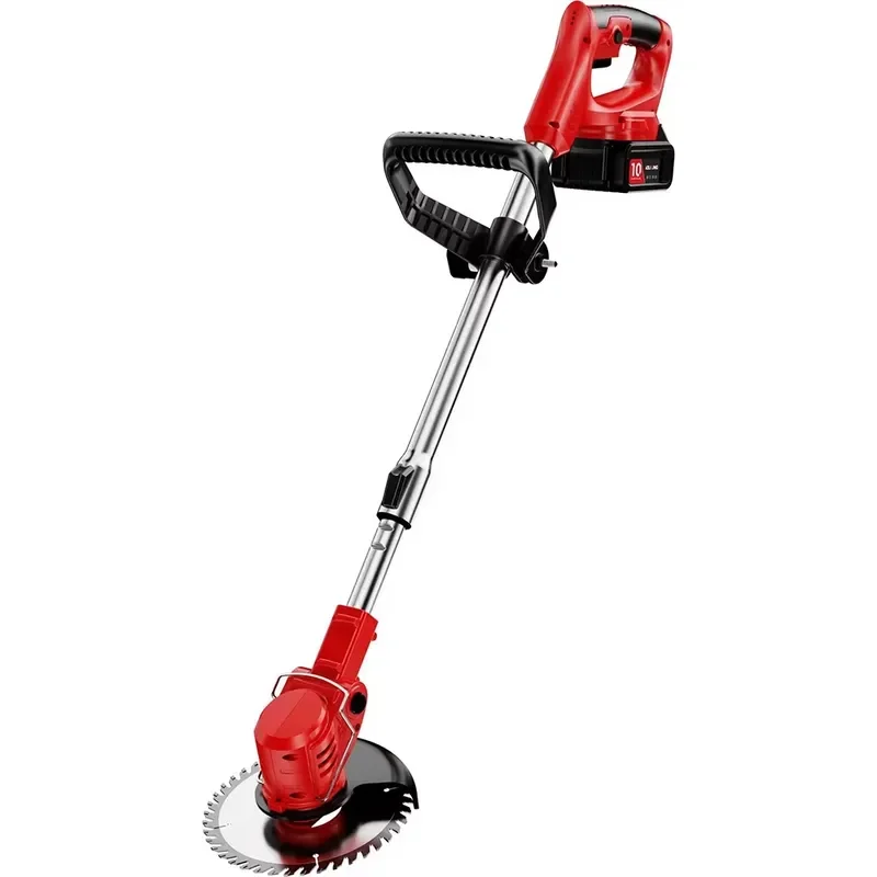 21V Cordless Lawn Mower Lithium Battery Powered Grass Cutter Adjustable Telescopic Handle Garden Weeder Tool for Home