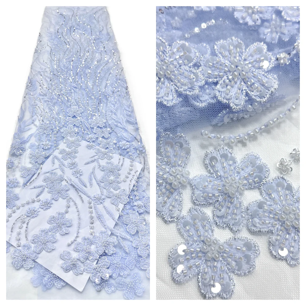

Latest French Beaded Tulle Lace Fabric Luxury 2026 High Quality African Groom Lace Fabrics Sequins Nigerian For Wedding
