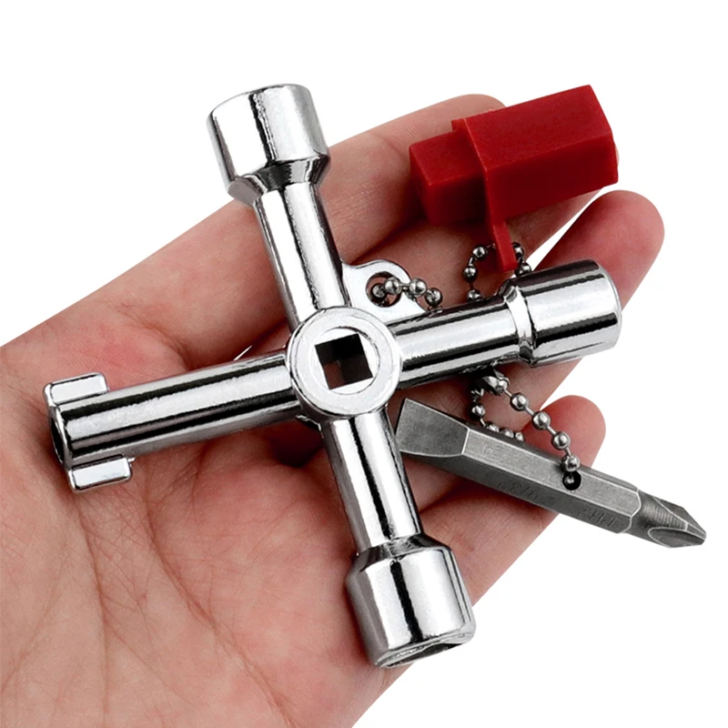 5 In 1 Cross Switch Key Wrench With Accessories Universal Square Triangle Train Electrical Cupboard Box Elevator Cabinet Alloy