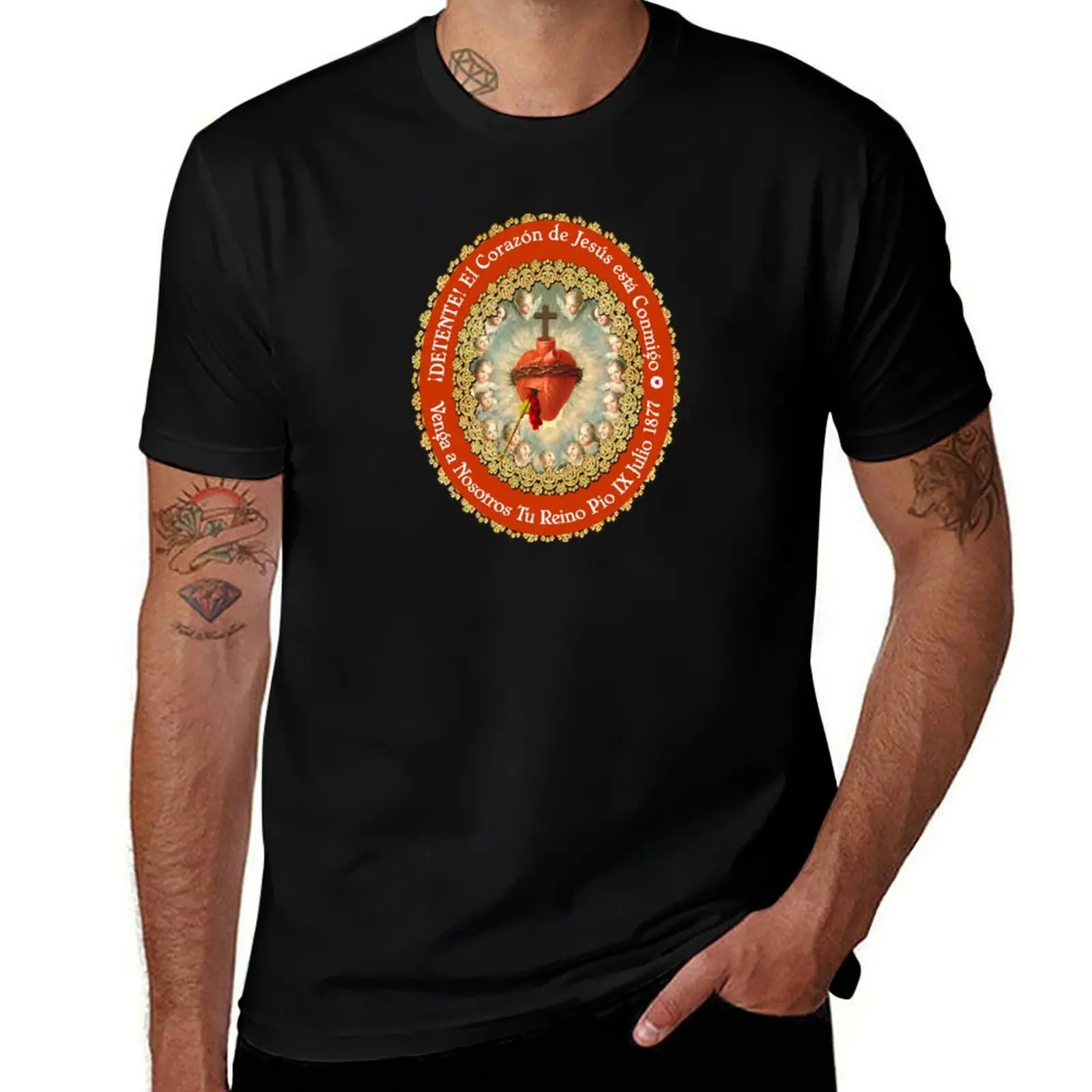 

Detente Spanish Sagrado Corazon Sacred Heart of Jesus Catholic Prayer T-Shirt essential t shirt man t shirt summer T-Shirt