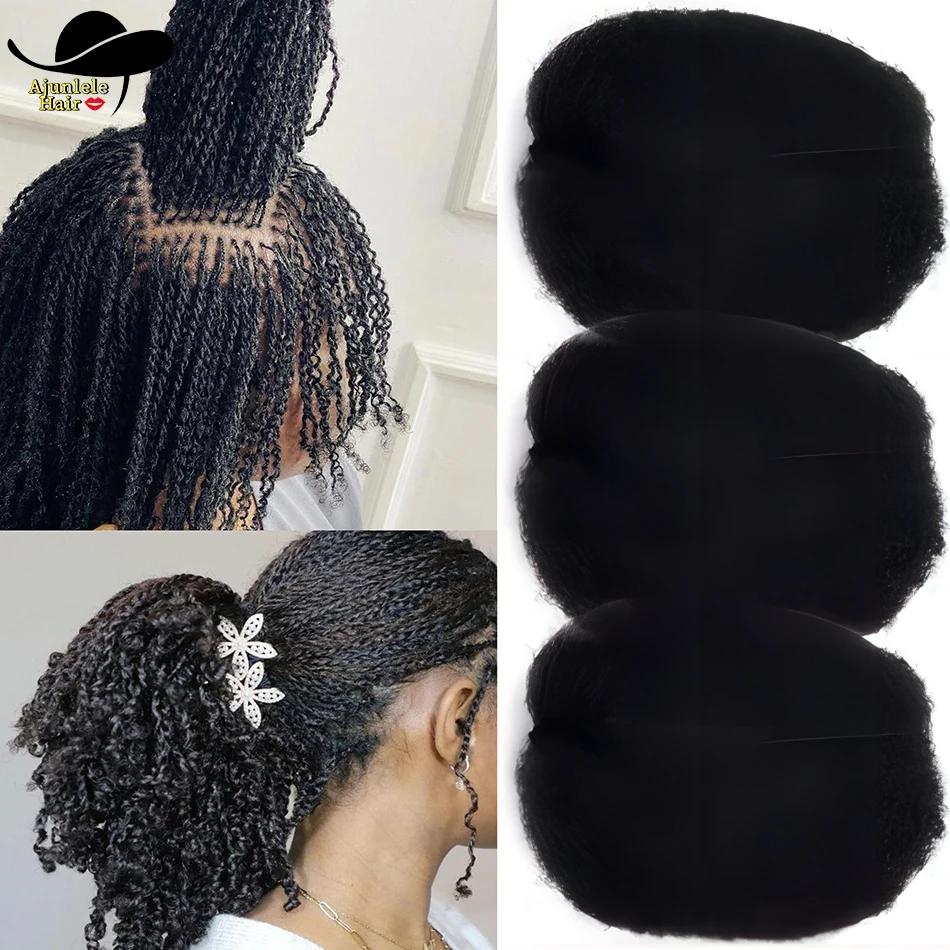 

30g Afro Kinky Curly Indian Human Hair Extensions Natural Black 1/5/10 PCS Bulk Hair for Braiding No Wefts For Mini Twists Braid