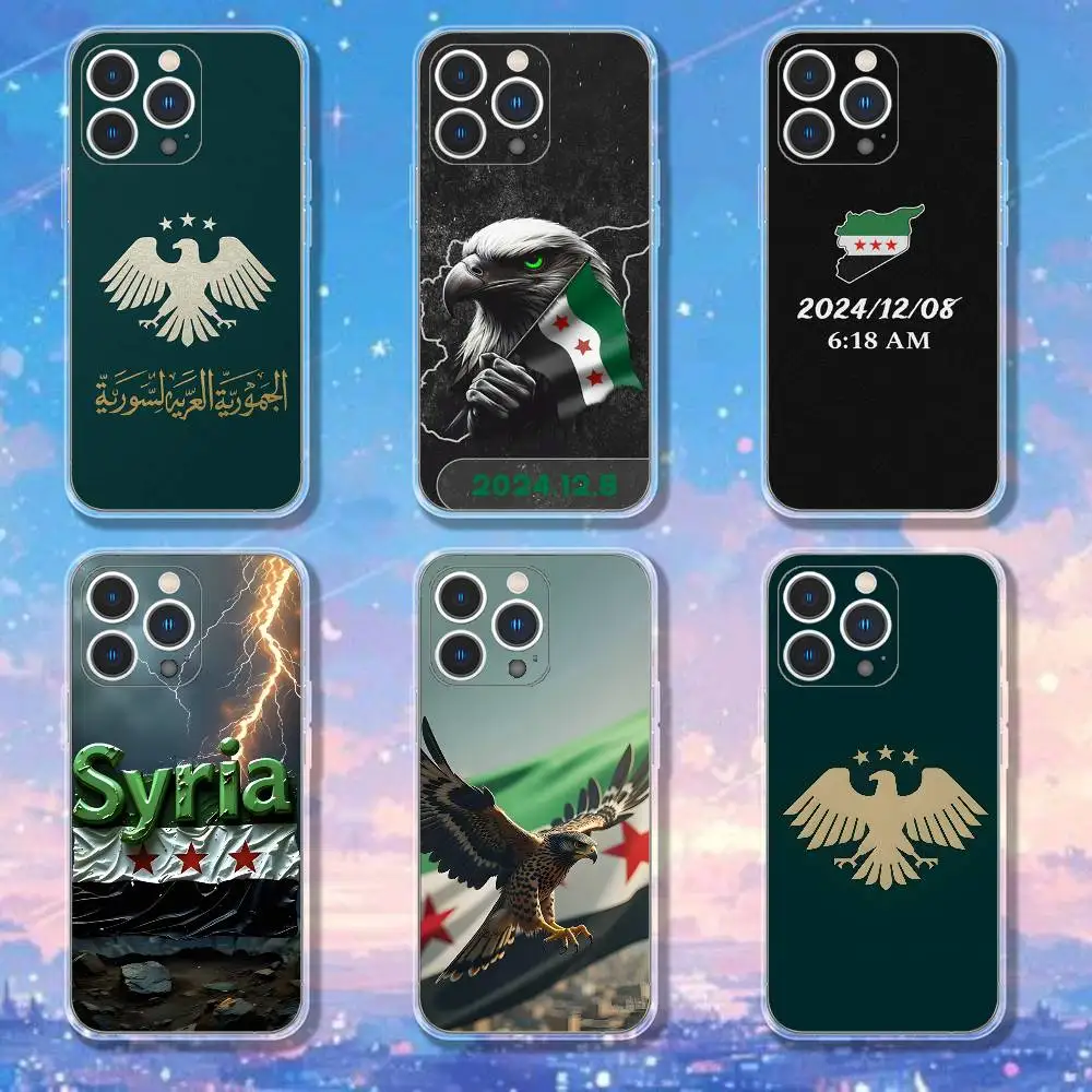 

Green S-SYRIA F-Flag Phone Case For iPhone 16,15,17,12,13,14,11 Max,Pro,Plus,X,XS,XR,SE4,E Mini Transparent Cover