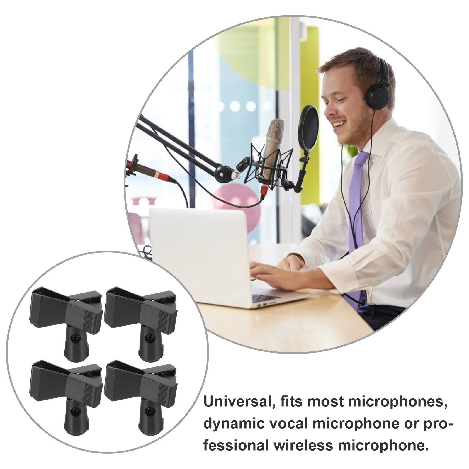 

4Pcs Microphone Universal Plastic St Holder for Wireless Mics Durable Practical Plastic Microphone St Fits Most Accessories
