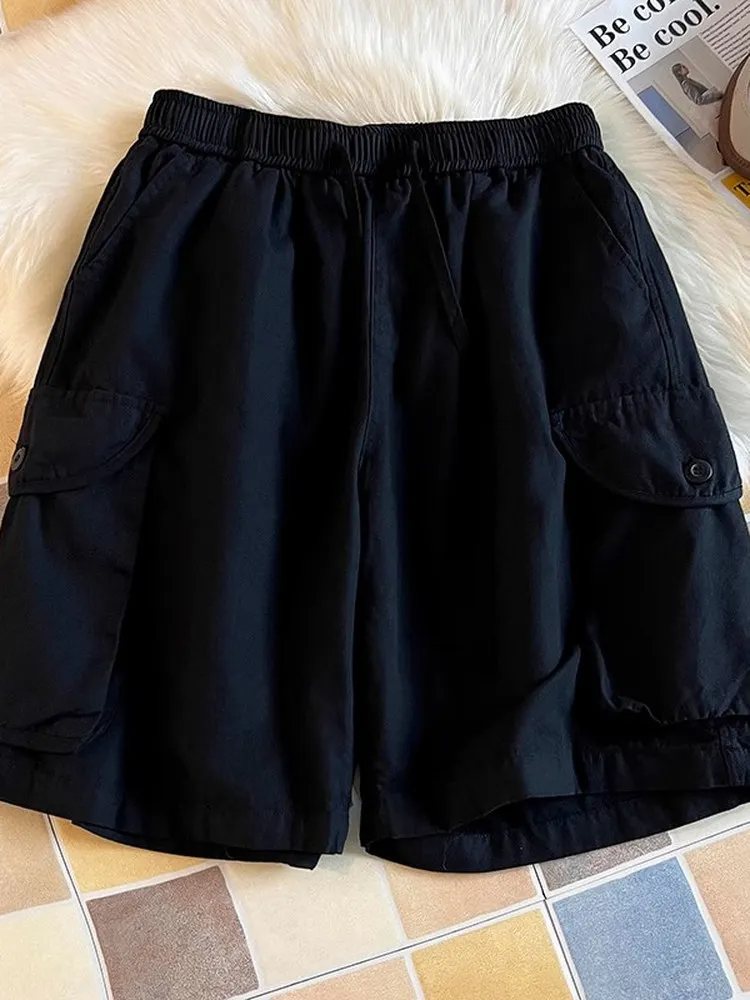 Japonês streetwear marca pesada waed workwear orts masculino verão ao ar livre solto tamanho grande casual calças de cinco quartos