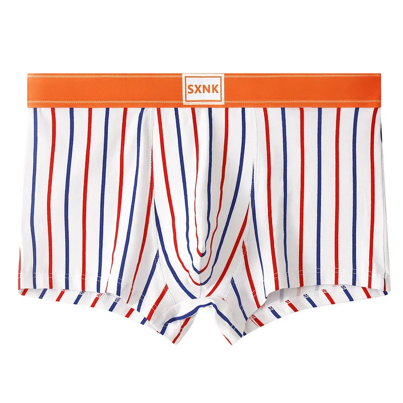 Men's Panties Cotton Breathable Striped Boxers Teen Boys Plus Size Sports Boxer Shorts Man Flat-angle Underwear