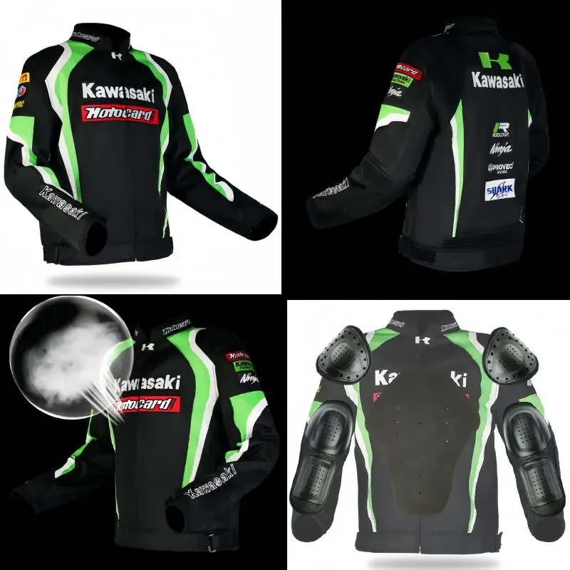 Новый внедорожный мотоциклетный велосипедный костюм Kawasaki, гоночная куртка, ветрозащитная теплая куртка с защитой от падения, сезонный велосипедный костюм