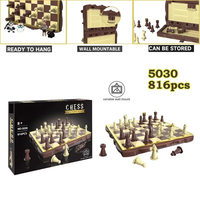 

MOC Chess Wall Art Model Building Blocks Creative Puzzle 5030 816pcs Assembled Board Game Home Decor Small Bricks Toys Kids Gift