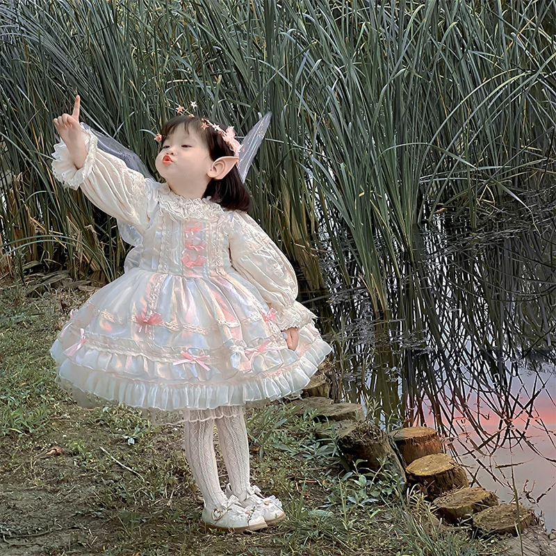 I bambini vestono le ragazze vestito da principessa 2023 nuova primavera autunno bambino vestito primaverile Lolita bambini vestono gonna principessa gonna Tutu