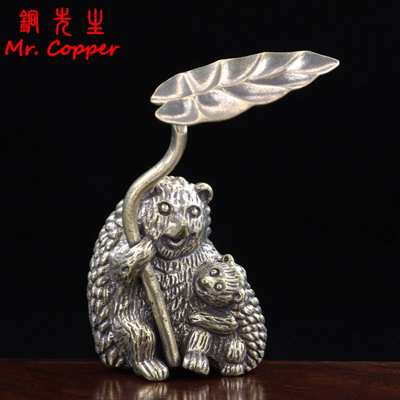 Brass Hedgehog Mother And Son Small Animal Statue Desktop Ornaments Home Decorations Crafts Accessories Tea Pets Children Gifts