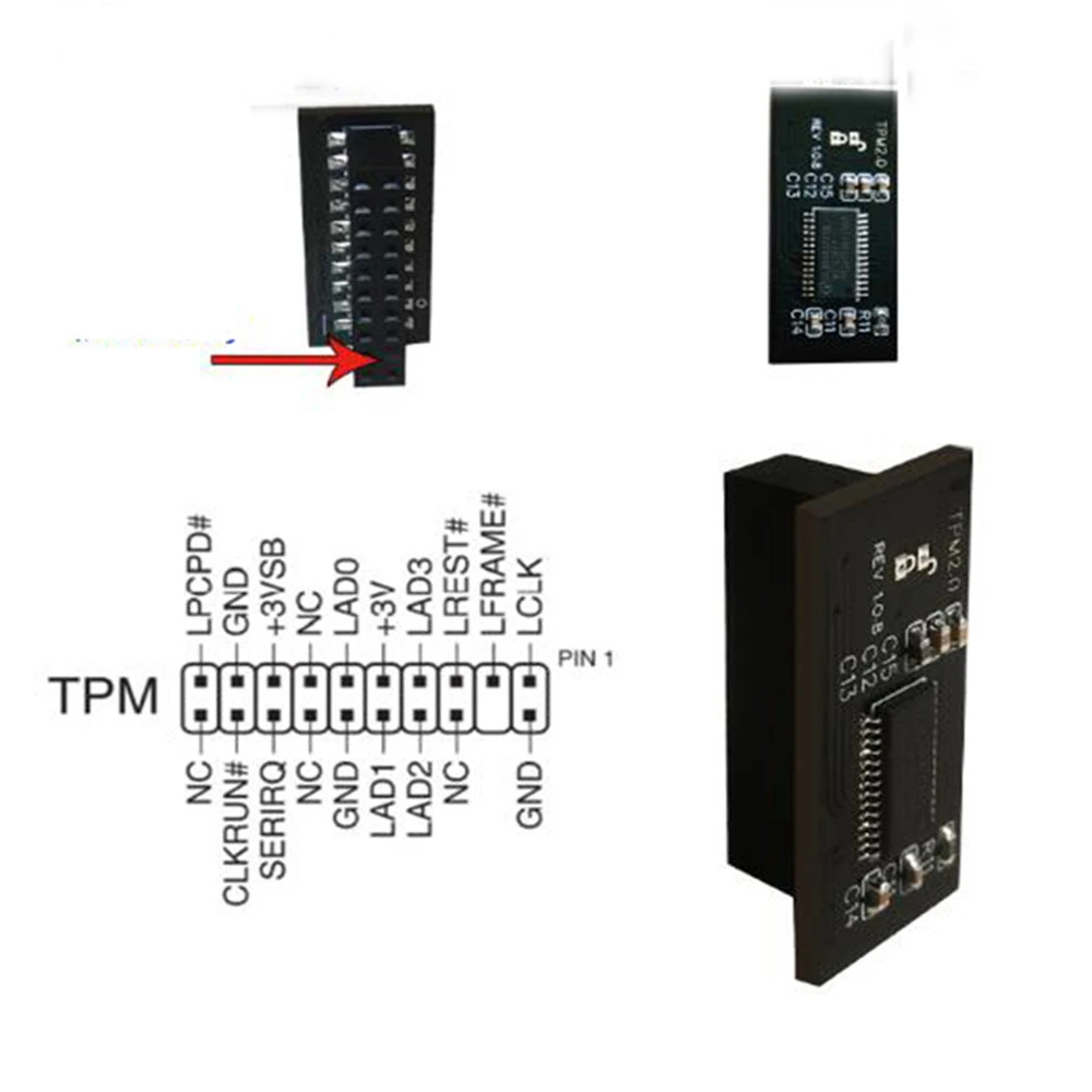 Modulo di sicurezza professionale TPM 2.0 20 pin/SPI 14 pin/interfaccia LPC 14 per piattaforma affidabile ASUS -SPI -M R2.0
