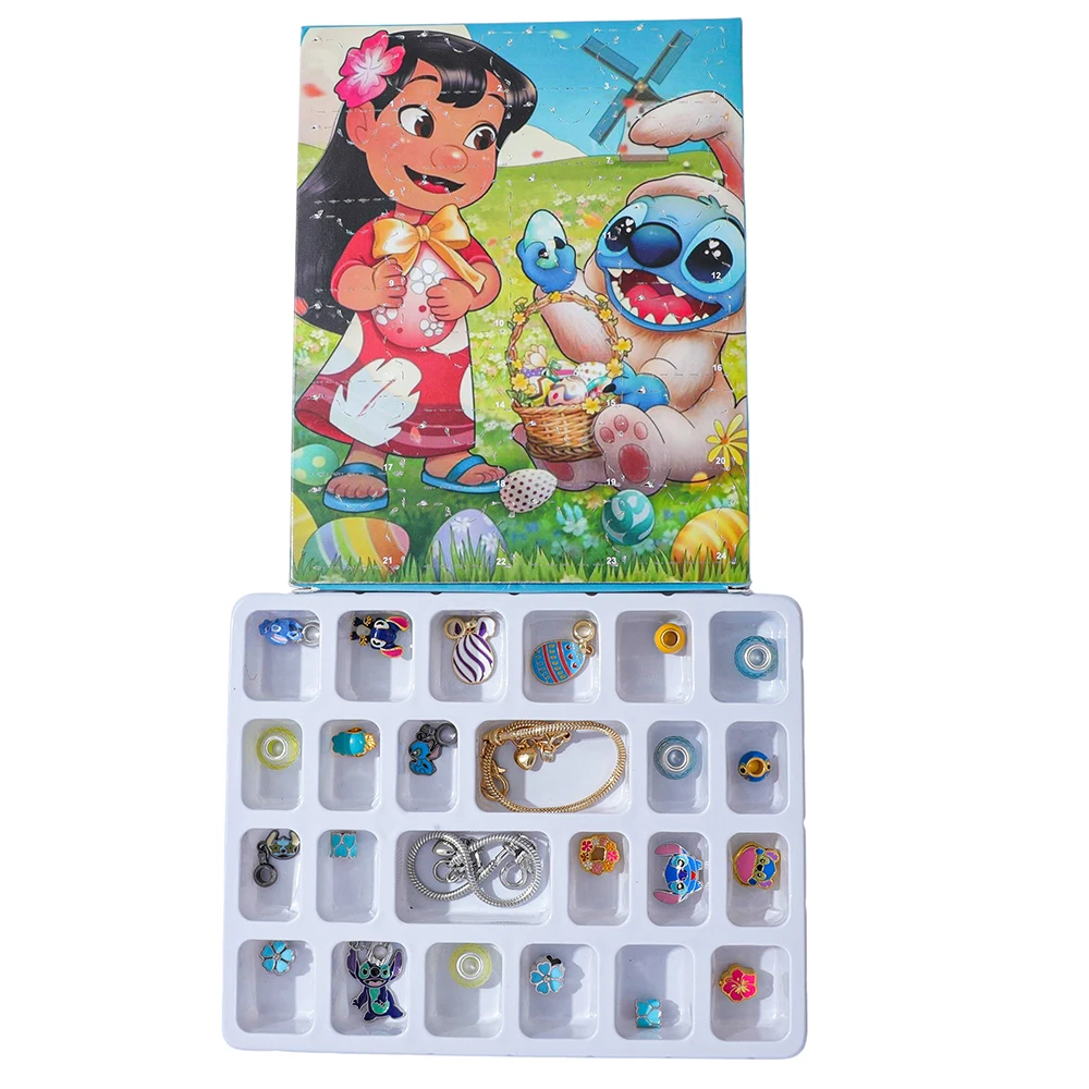 Caja ciega sorpresa de Adviento de Lilo & Stitch de Disney, dijes DIY, figura de punto bonita de dibujos animados, colgante para regalo de juguete periférico