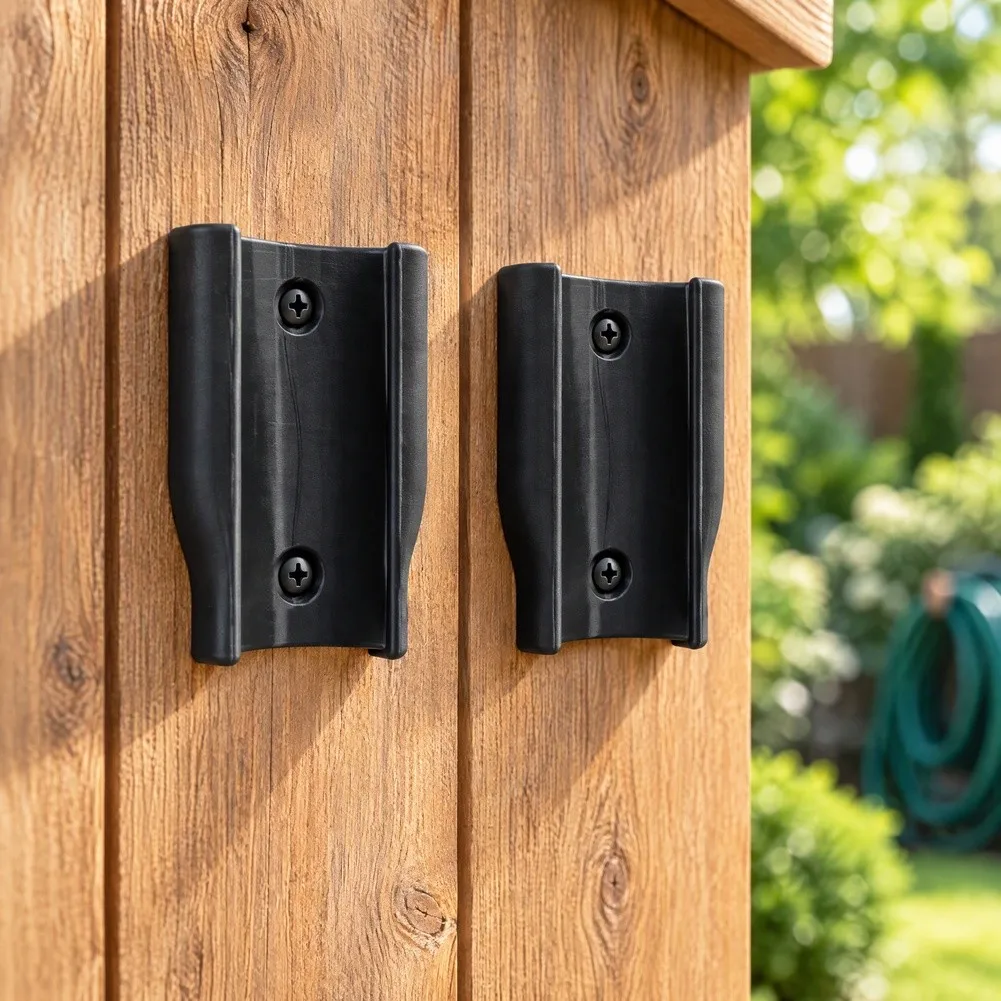 Set Of 2 Garden Hose Holders Wall Mounted Non Slip Plastic Rack For Watering Nozzle Connector Storage Organizer Black Orange