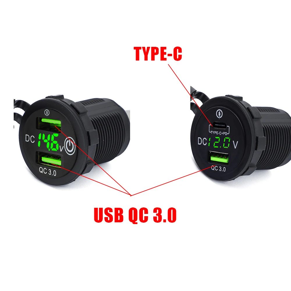 Motorcycle Camera Cellphone TYPE-C USB Fast Charger with Relay For Kawasaki Versys 650 Ninja400 Ninja650