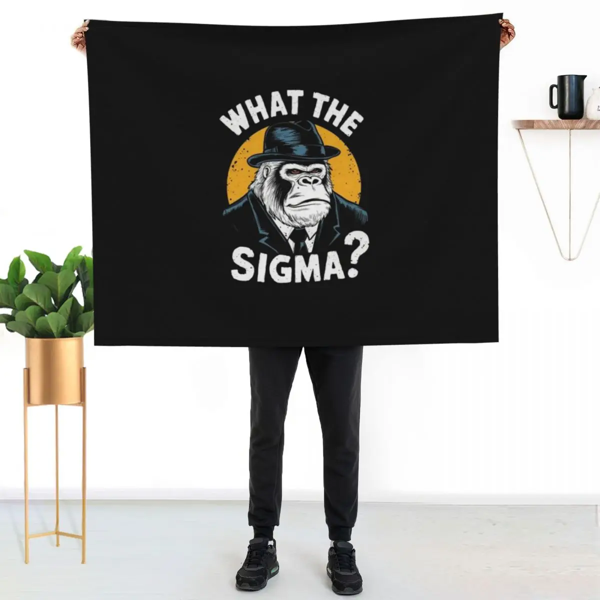 Funny What The Sigma? Ironic Meme Brainrot Quote Throw Blanket Cozy Microfiber Throw Blanket for Home Bedroom