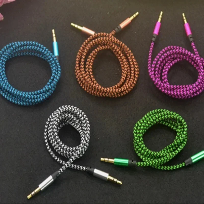 1-4Pcs 3.5mm Audio Cable Colorful Weaving Public To Public Pair Recording Line Copper Wire Core Colour