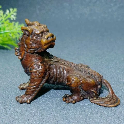 Jiuhua montagne bête divine Imitation cuivre vérité écouter ornement Kizo roi mont salon bureau ornement ouverture cadeau
