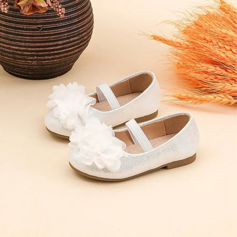 New Spring Autumn Girls Flower Princess Flat Shoes Children Soft-soled Non-slip Mary Jane Shoes Kids Dance Shoes Casual Shoes