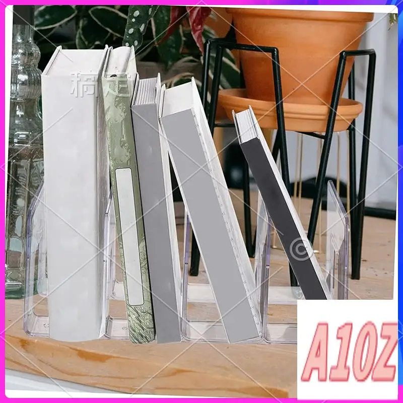 0Z-Bookends Folder Holder Acrylic Bookend Folder For Desk Accessories Office Folders File Sorting Plastic Bookshelf File Holder