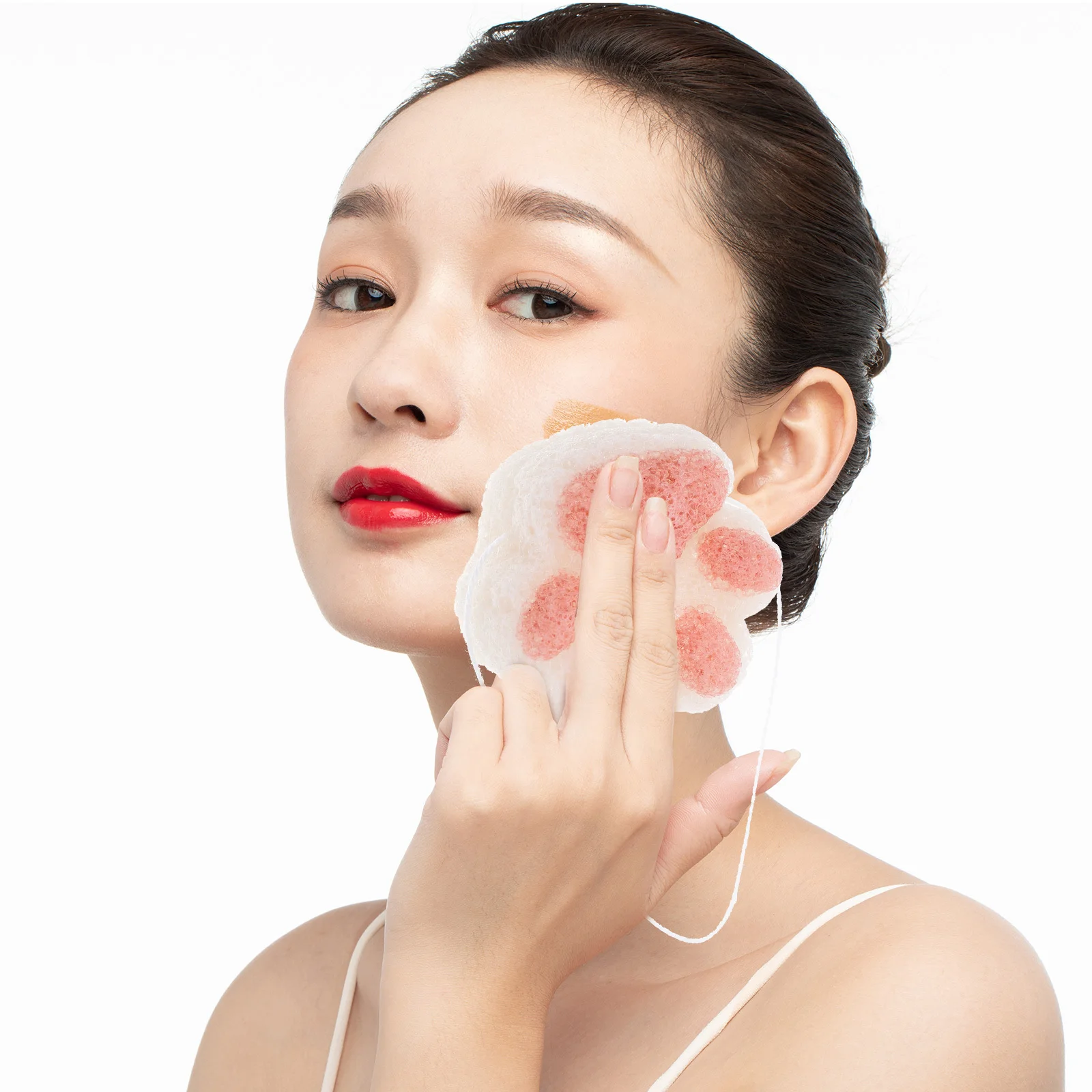 

1Pcs Cotton Shower Ball Soft Supple Pouf with Hanging Rope for Rich Foam Facial and Body Wash Cartoon Bath Sponge Tool