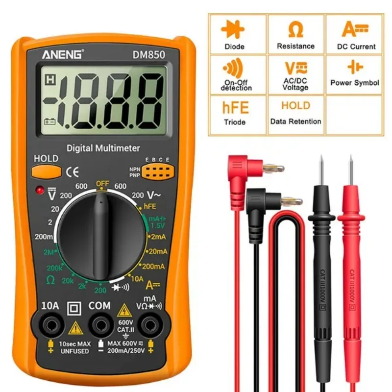 Portátil Lcd Automático Profissional Multímetro Digital Conta Auto ac dc Votage Tester Ohm Amperímetro Atual Detector Tool 1pc