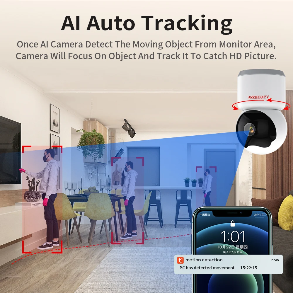 Tuya IP Camera 3MP Wifi Video Surveillance Camera Night VIsion Two Way Audio Auto Tracking Cloud Smart Home Baby Camera
