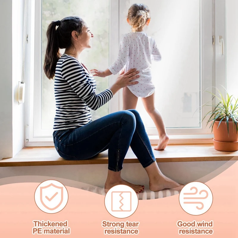 Window Insulation Kit Cuttable Transparent Film With Adhesive Straps Winter Reusable Window Plastic For Winterizing