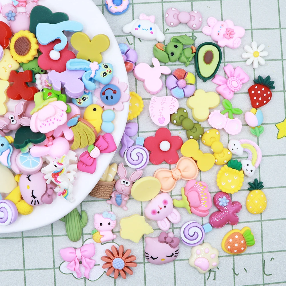 Mini Cartoon Candy Color Resin Patch Handmade DIY Cream Glue Phone Case Material Cup Shoe Decor Hair Clip Cute Accessories