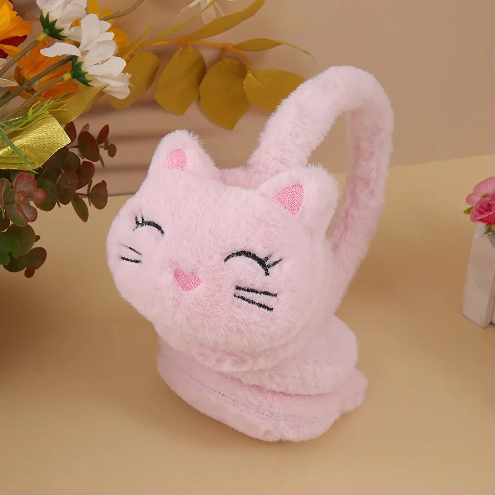 Simpatico cartone animato gatto peluche scaldaorecchie protezione calda peluche paraorecchie invernali addensato copertura per le orecchie antivento tempo freddo