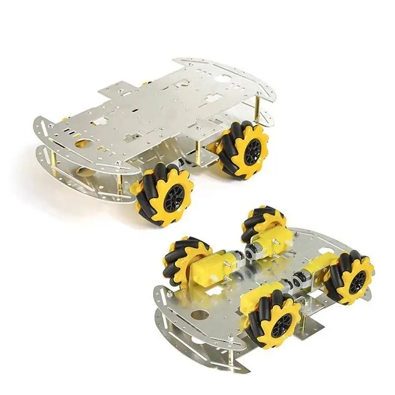 Mecanum Wheel Aluminum Alloy Car Chassis DIY Ultrasonic Obstacle Avoidance Car 4WD Four-wheel Drive Car Chassis 60mm Wheels