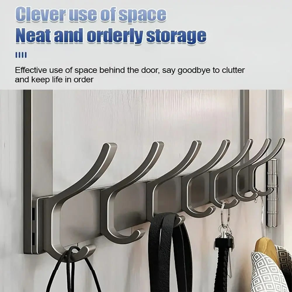 Portable with 5/6/7 Hooks Over Door Hook Removable Carbon Steel Towel Racks Multi-functional Punch Free Clothes Hanger Kitchen