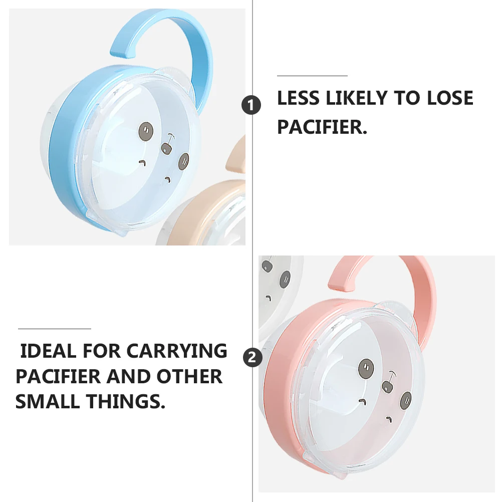 3Pcs Pacifier Storage Box Transparent Dust-Proof Portable Baby Pacifier Container for Infant Safety Holder Case Blue Pink