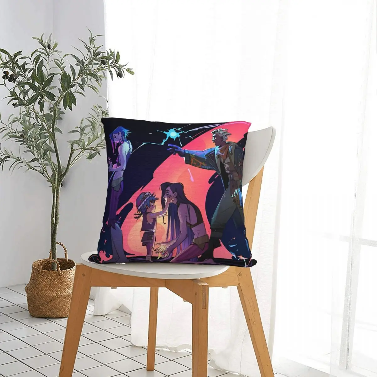 Jinx Arcane Jinx Baobao   Ekko Pillowcase Polyester Cushion Cover Decorative  Pillow Case Cover Home Square 45X45cm