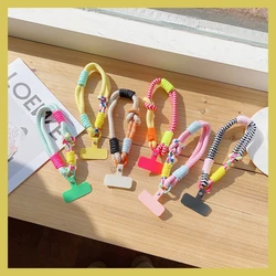 Korea Universal Braided Mobile Phone Short Lanyard Strap Hanging Chain Ring Cord with Patch Wrist Strap Cell Phone Detachable
