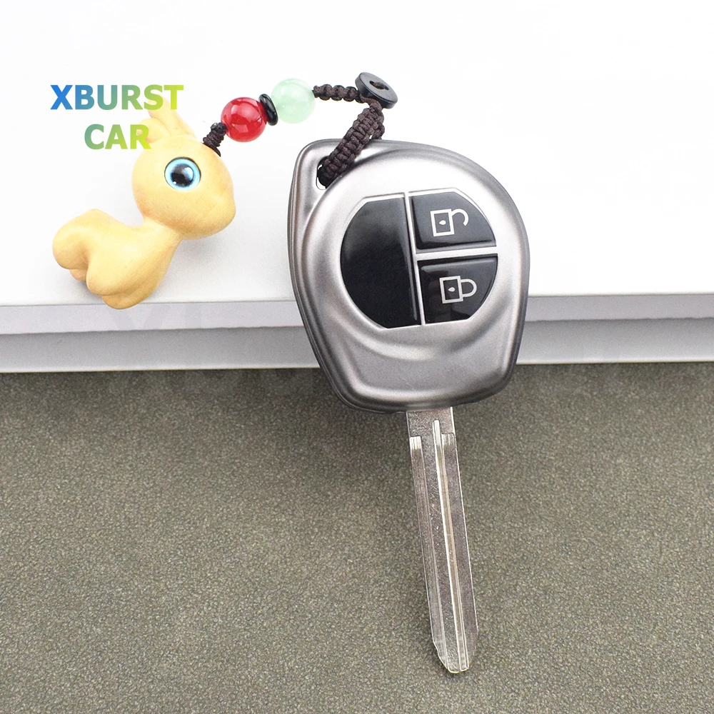 

2 Buttons Gun Grey TPU Shell Fob Holder For Suzuki Swift Grand Vitara Liana SX4 Window Amagatarai Car Key Case Cover Accessories