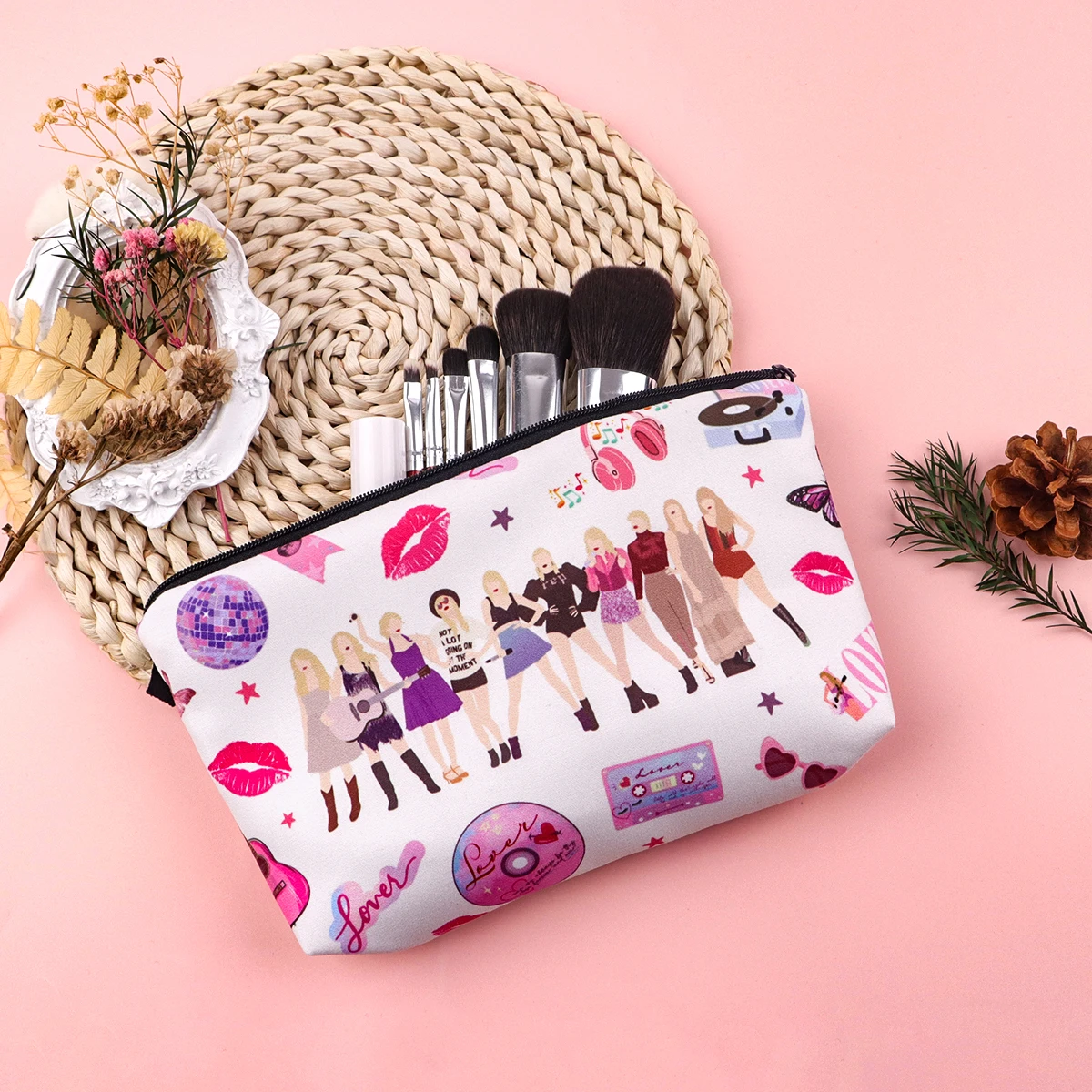 Leaf Mushroom Pencil Bag For Students Stationery Supplies Pencil Pouch Fashion Makeup Brushes Lipsticks Cosmetic Bag