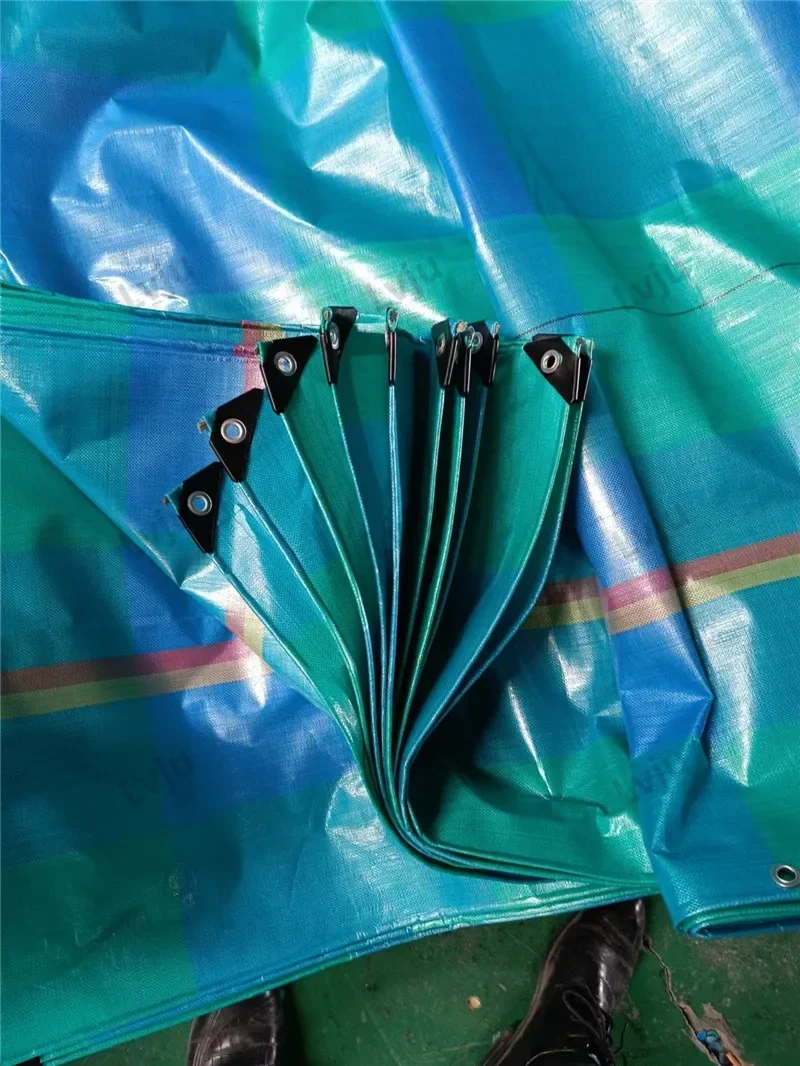 【From China】Lvju Manufacturers Stripe Tent Material Pe Tarpaulin With Eyelets Pe Tarpaulin 5x8m