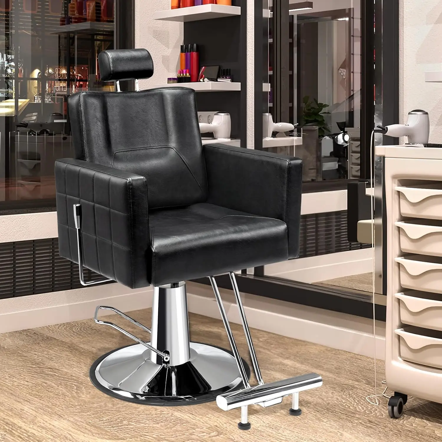 Hydraulic Barber Chair Heavy Duty Reclining Salon Chair for Hair Stylist Braiding Shampoo Facial Waxing 360 Swivel, Customized