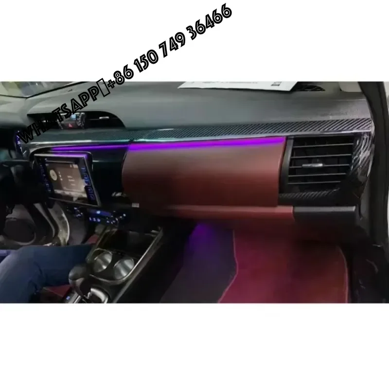 Factory LE-STAR Accessories Interior Kit Carbon Fiber Interior Door Panel Custom Car Ambient Light for Hilux Revo 2015-2016